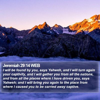 Jeremiah 29:14 WEB Bible Verse Image