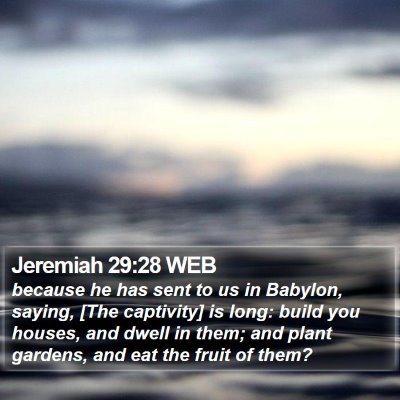 Jeremiah 29:28 WEB Bible Verse Image