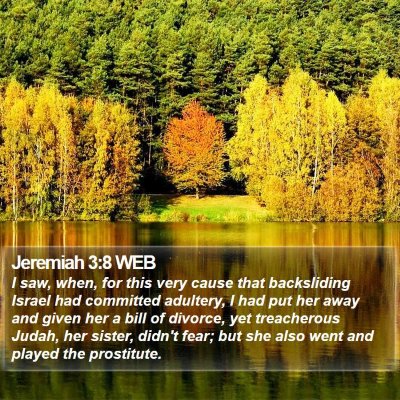 Jeremiah 3:8 WEB Bible Verse Image