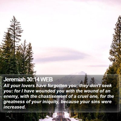 Jeremiah 30:14 WEB Bible Verse Image