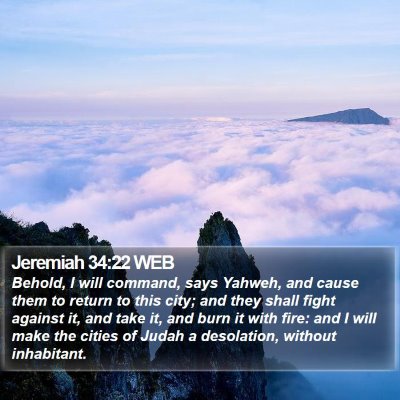 Jeremiah 34:22 WEB Bible Verse Image