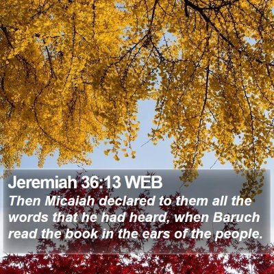 Jeremiah 36:13 WEB Bible Verse Image