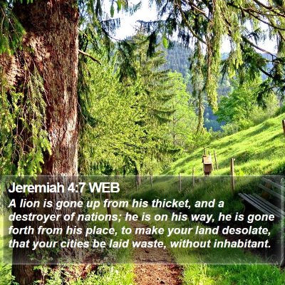 Jeremiah 4:7 WEB Bible Verse Image