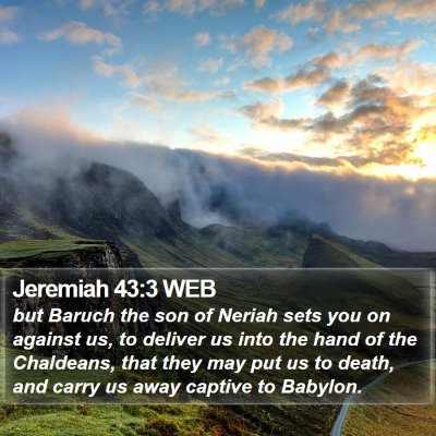 Jeremiah 43:3 WEB Bible Verse Image