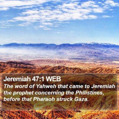 Jeremiah 47:1 WEB Bible Verse Image