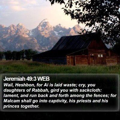 Jeremiah 49:3 WEB Bible Verse Image