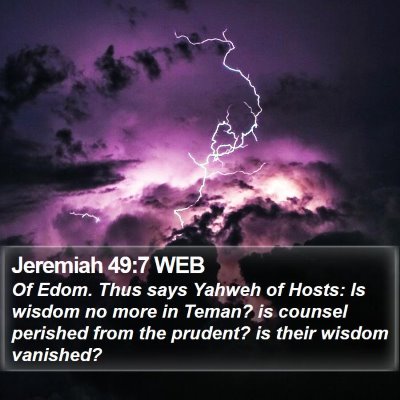 Jeremiah 49:7 WEB Bible Verse Image