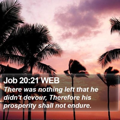 Job 20:21 WEB Bible Verse Image