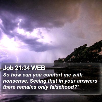 Job 21:34 WEB Bible Verse Image