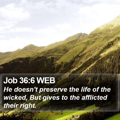 Job 36:6 WEB Bible Verse Image