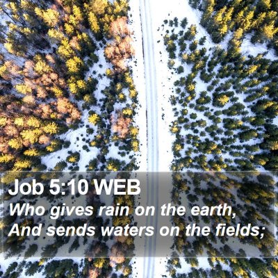 Job 5:10 WEB Bible Verse Image