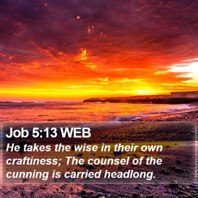 Job 5:13 WEB Bible Verse Image