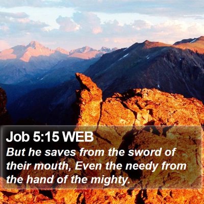 Job 5:15 WEB Bible Verse Image