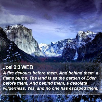 Joel 2:3 WEB Bible Verse Image