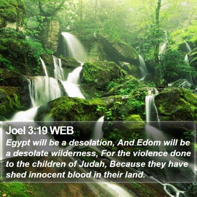 Joel 3:19 WEB Bible Verse Image