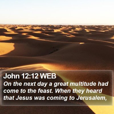 John 12:12 WEB Bible Verse Image