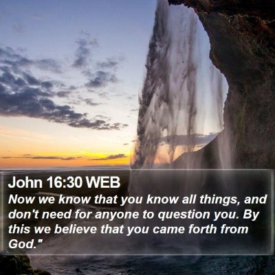 John 16:30 WEB Bible Verse Image