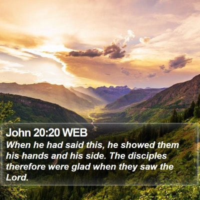 John 20:20 WEB Bible Verse Image
