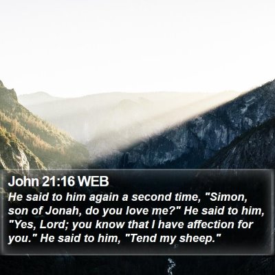 John 21:16 WEB Bible Verse Image