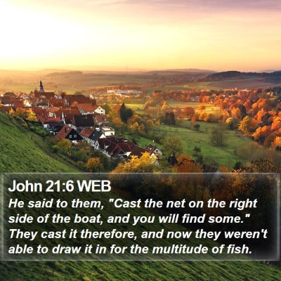 John 21:6 WEB Bible Verse Image