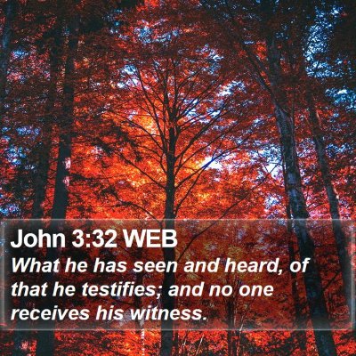 John 3:32 WEB Bible Verse Image