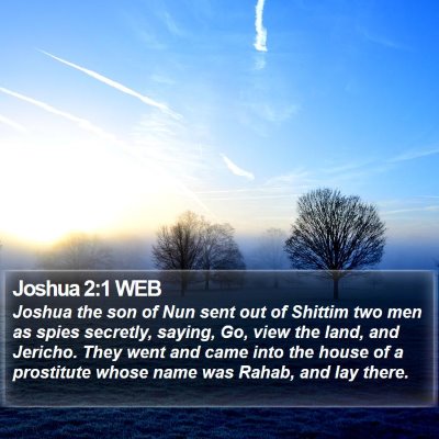 Joshua 2:1 WEB Bible Verse Image