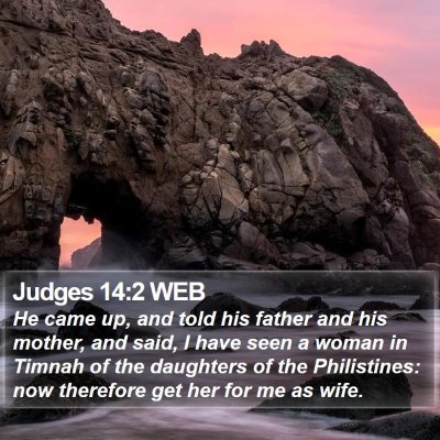 Judges 14:2 WEB Bible Verse Image