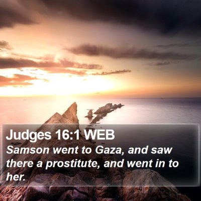 Judges 16:1 WEB Bible Verse Image