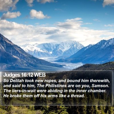 Judges 16:12 WEB Bible Verse Image