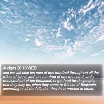 Judges 20:10 WEB Bible Verse Image
