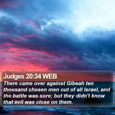 Judges 20:34 WEB Bible Verse Image