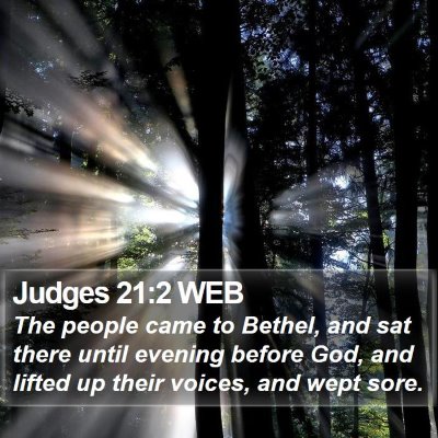 Judges 21:2 WEB Bible Verse Image