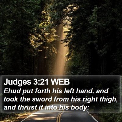 Judges 3:21 WEB Bible Verse Image