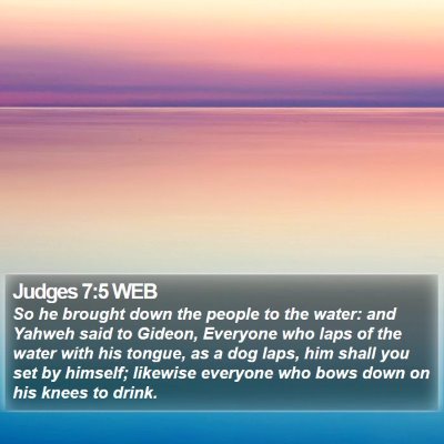 Judges 7:5 WEB Bible Verse Image