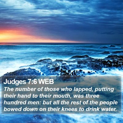 Judges 7:6 WEB Bible Verse Image