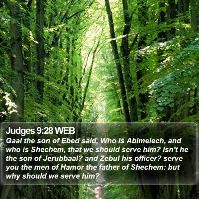 Judges 9:28 WEB Bible Verse Image
