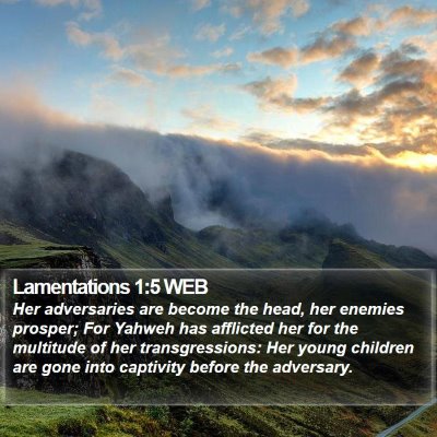 Lamentations 1:5 WEB Bible Verse Image