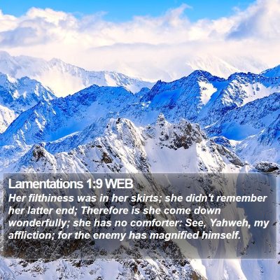 Lamentations 1:9 WEB Bible Verse Image