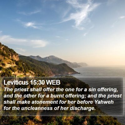 Leviticus 15:30 WEB Bible Verse Image