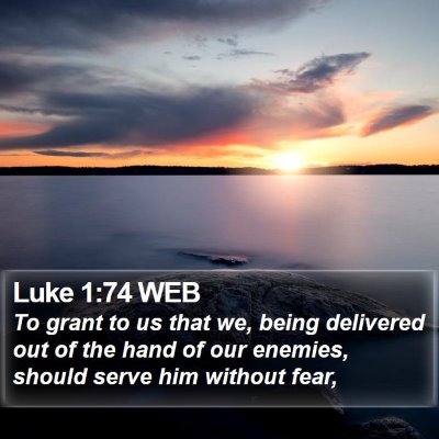 Luke 1:74 WEB Bible Verse Image