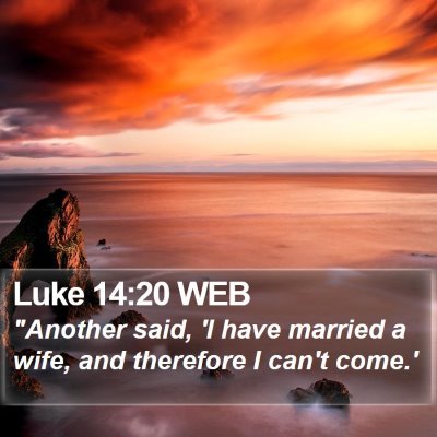 Luke 14:20 WEB Bible Verse Image