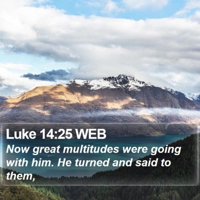 Luke 14:25 WEB Bible Verse Image