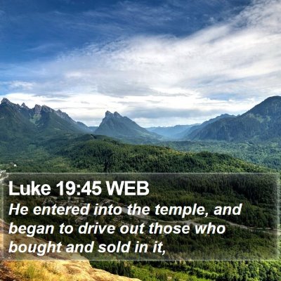 Luke 19:45 WEB Bible Verse Image