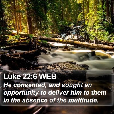 Luke 22:6 WEB Bible Verse Image