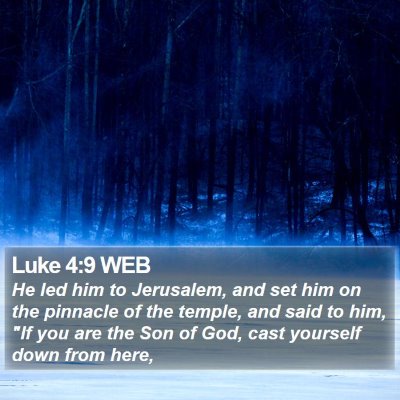 Luke 4:9 WEB Bible Verse Image
