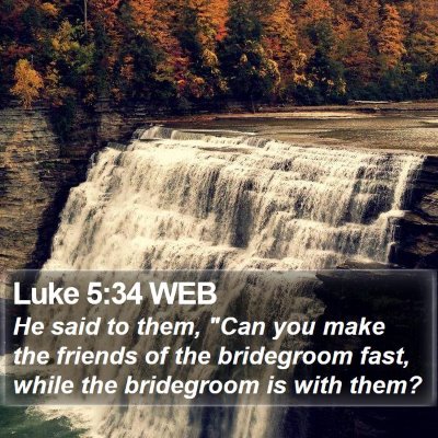 Luke 5:34 WEB Bible Verse Image