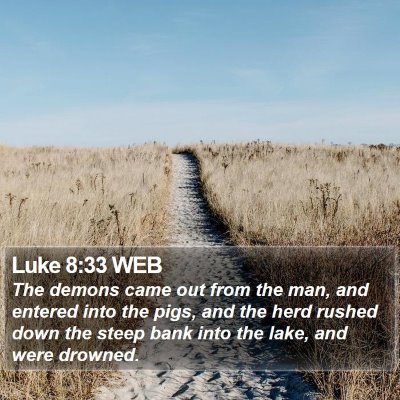 Luke 8:33 WEB Bible Verse Image