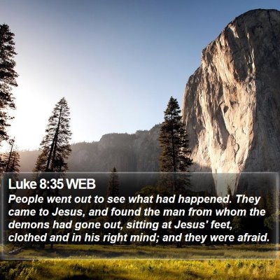 Luke 8:35 WEB Bible Verse Image