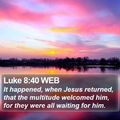 Luke 8:40 WEB Bible Verse Image