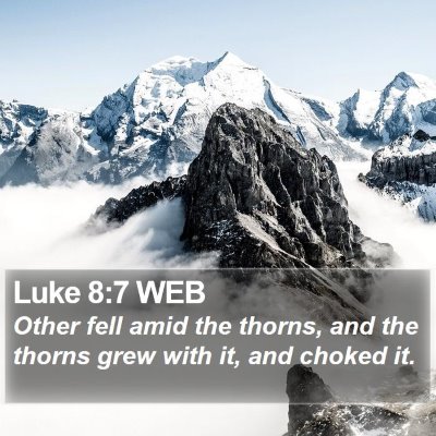 Luke 8:7 WEB Bible Verse Image